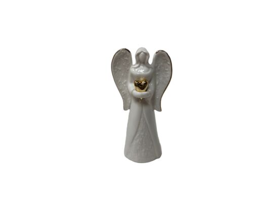 Figura ceramiczna anioł 24,2 cm białe złoto