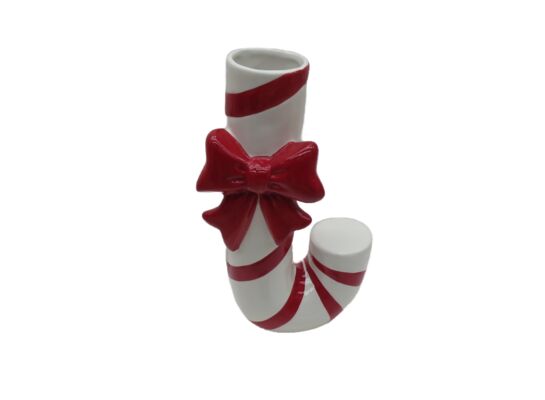 Wazon ceramiczny laska cukrowa 30 cm czerwono-biały