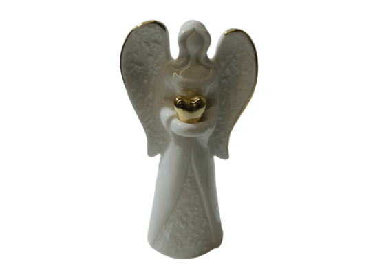 Figura ceramiczna anioł 15,8 cm białe złoto