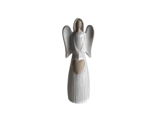 Figura ceramiczna anioł 23,6 cm biały