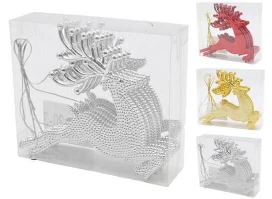 Renifer zawieszka plastikowa 10 cm 5 szt. mix kolorów