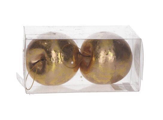Jabłko zawieszka styropianowa 2 szt. 8 cm złoty