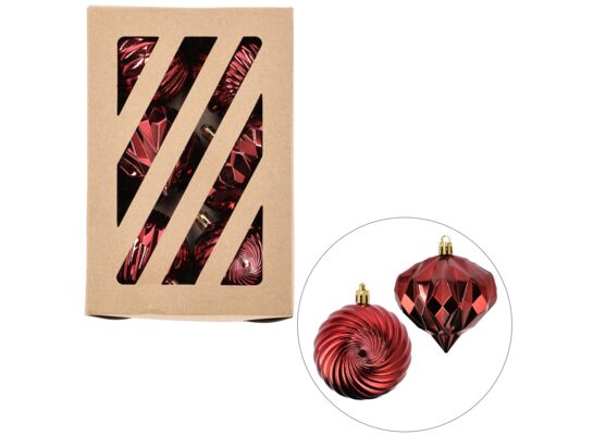 Bombki plastikowe 7 cm / 4 szt + cebulki 8 cm / 2 szt. czerwony