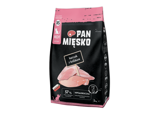 Karma sucha dla kociąt kurczak z królikiem XS 5 kg PAN MIĘSKO