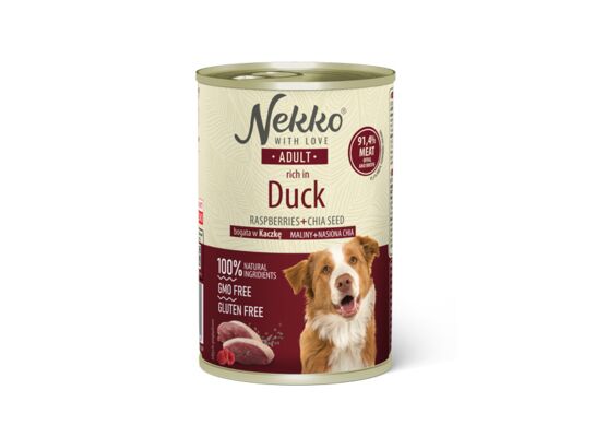 Karma mokra dla psa 400 g adult kaczka/maliny/nasiona chia NEKKO