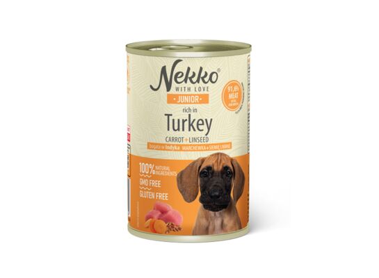 Karma mokra dla psa 400 g junior indyk/marchewka/siemię NEKKO