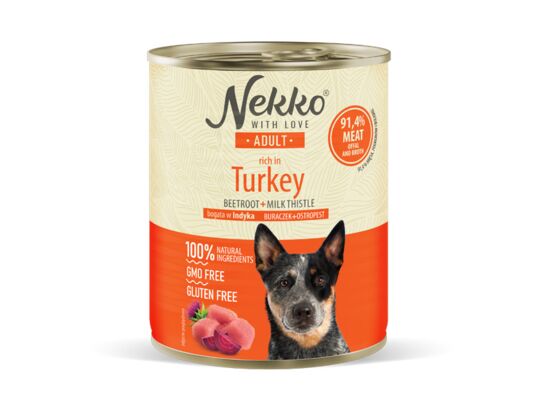 NEKKO karma mokra dla psa adult indyk/burak/ostropest 6x800 g