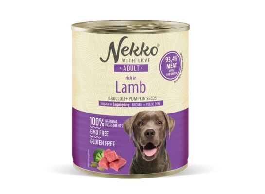 Karma mokra dla psa 800 g adult jagnięcina/brokuł/pestki dyni NEKKO