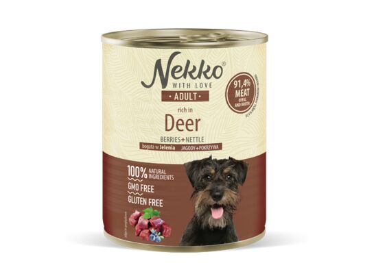 Karma mokra dla psa 800 g adult jeleń/jagody/pokrzywa NEKKO