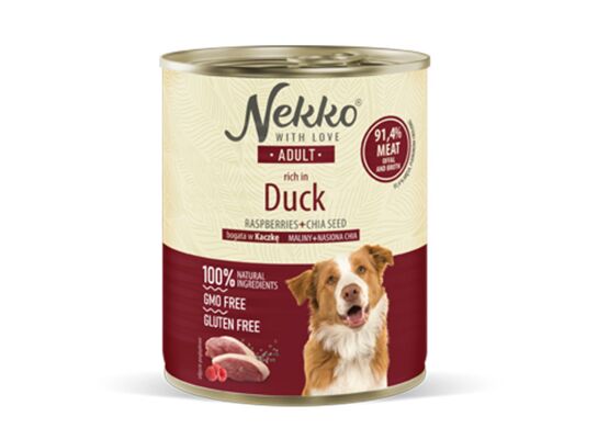 Karma mokra dla psa 800 g adult kaczka/maliny/nasiona chia NEKKO