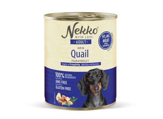 Karma mokra dla psa 800 g adult przepiórka/gruszka/pietruszka NEKKO
