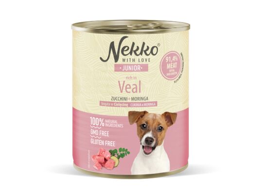 NEKKO karma mokra dla psa junior cielęcina/cukinia/moringa 6x800 g