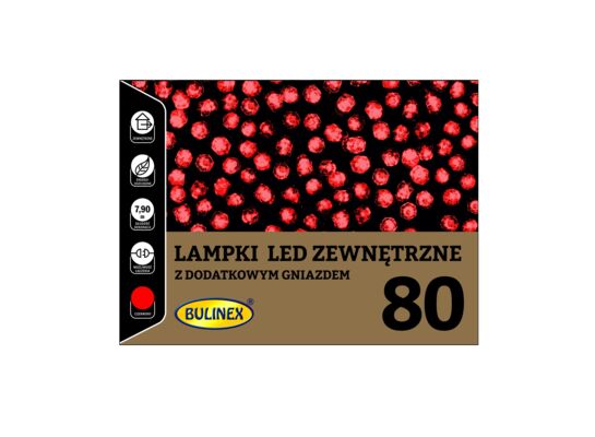 Lampki choinkowe zewnętrzne led 80 l z dodatkowym gniazdem BULINEX