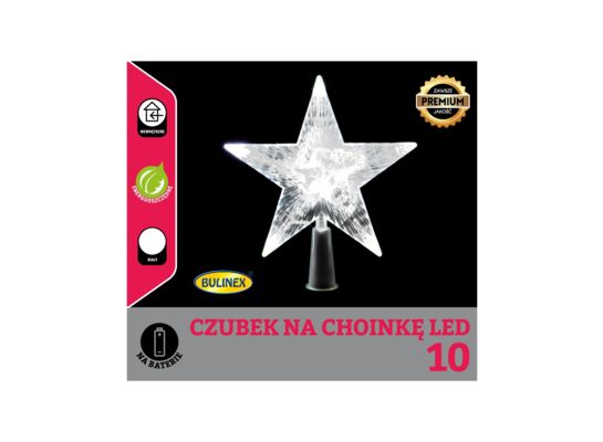 Czubek na choinkę gwiazda 10 LED zimny biały 16 cm Bulinex