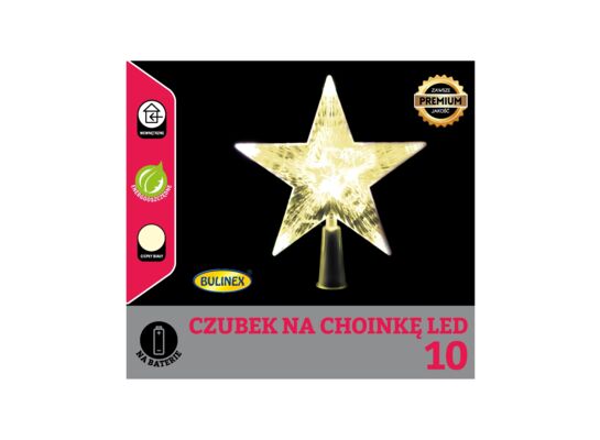 Czubek na choinkę gwiazda 10 LED ciepły biały 16 cm Bulinex