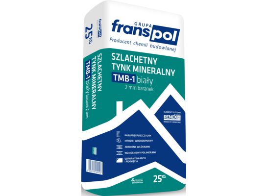 Tynk mineralny biały TMB-1 baranek 1,5 mm 25 kg Franspol