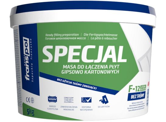 Gotowa masa do łączenia płyt g/k bez taśmy SPECJAL F-12 5 kg Franspol