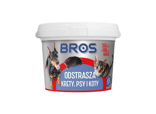 Odstrasza krety, psy i koty 350 ml + 100 ml gratis BROS