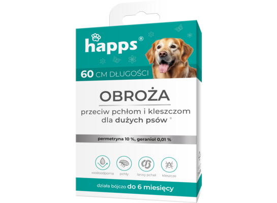 Obroża przeciw pchłom i kleszczom dla dużych psów 60 cm HAPPS