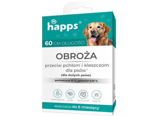 Obroża przeciw pchłom i kleszczom dla dużych psów 60 cm HAPPS
