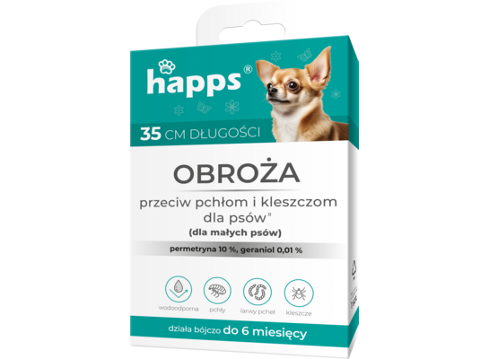 Obroża przeciw pchłom i kleszczom dla małych psów 35 cm HAPPS