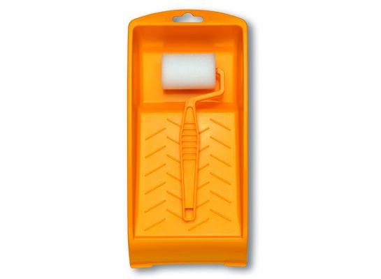 Zestaw malarski: rolka piankowa drobna, obustronnie ścięta 5 cm + kuweta 12 x 23 cm, czerwony Color Expert
