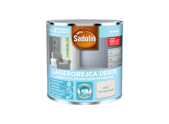 Lakierobejca Dekoracyjna Wewnętrzno-Zewnętrzna Dekor Biały Skandynawski 0,25 l Sadolin