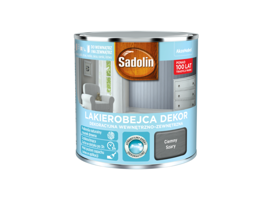 Lakierobejca Dekoracyjna Wewnętrzno-Zewnętrzna Dekor Ciemny Szary 0,25 l Sadolin
