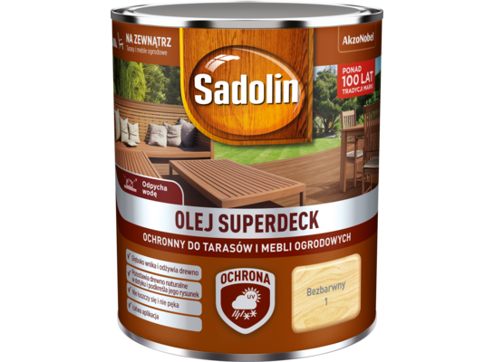 Olej do tarasów i mebli ogrodowych Superdeck Bezbarwny 0,75 l Sadolin
