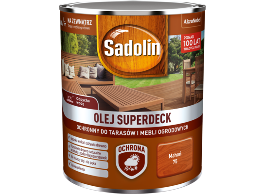Olej do tarasów i mebli ogrodowych Superdeck Mahoń 0,75 l Sadolin