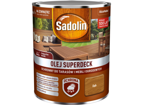 Olej do tarasów i mebli ogrodowych Superdeck Dąb 0,75 l Sadolin