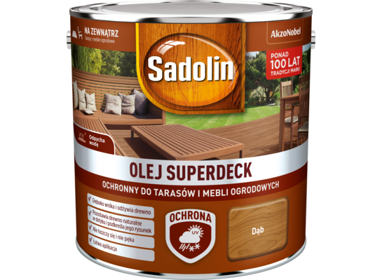 Olej do tarasów i mebli ogrodowych Superdeck Dąb 2,5 l Sadolin