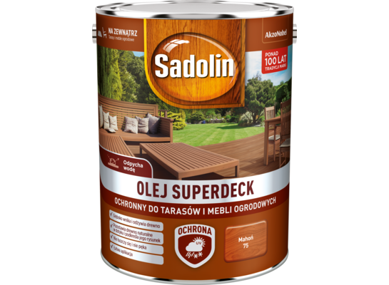 Olej do tarasów i mebli ogrodowych Superdeck Mahoń 5 l Sadolin