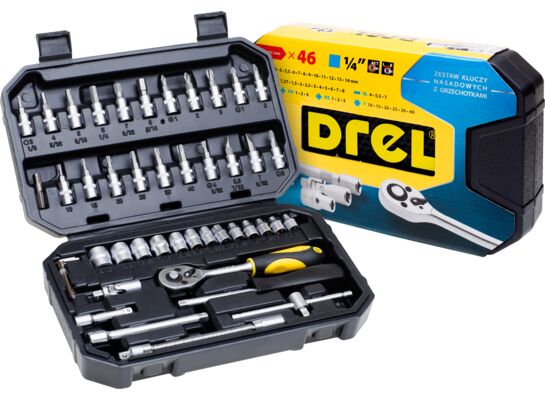 Zestaw kluczy nasadowych 1/4", 46 szt.
