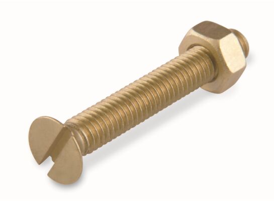 Śruba maszynowa M3 x 10 mm, łeb płaski mosiądz suki