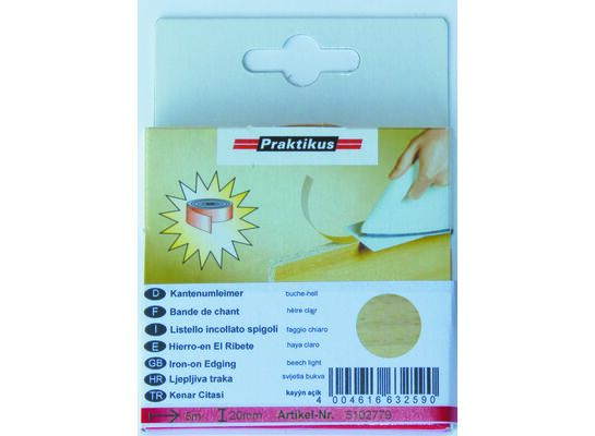 Okleina do krawędzi z klejem buk jasny nowy 5 m x 20 mm (10 sztuk)