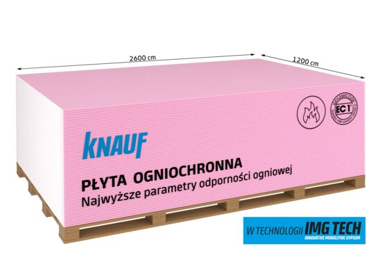 Płyta ogniochronna F13 HRAK 12,5 x 1200 x 2600 mm Knauf
