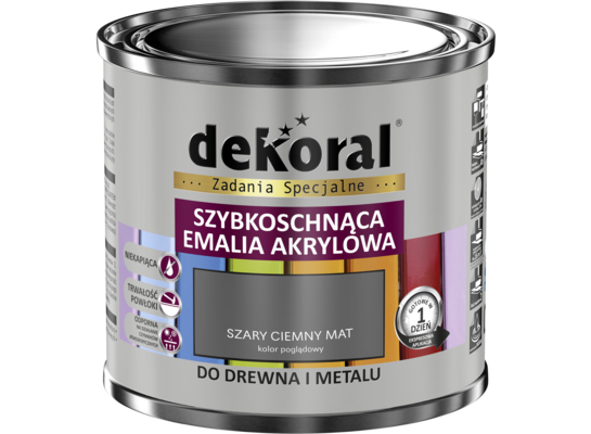 Wodorozcieńczalna emalia akrylowa Akrylux szary ciemny Mat 0,5 l