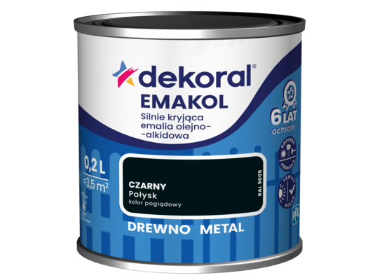 Emalia olejno-alkidowa EMAKOL Czarny 0,2 l Dekoral