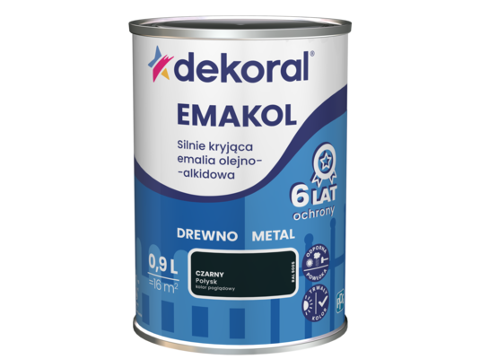 Emalia olejno-alkidowa EMAKOL Czarny 0,9 l Dekoral
