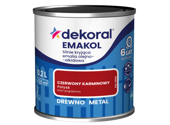 Emalia olejno-alkidowa EMAKOL Czerwony karminowy 0,2 l Dekoral