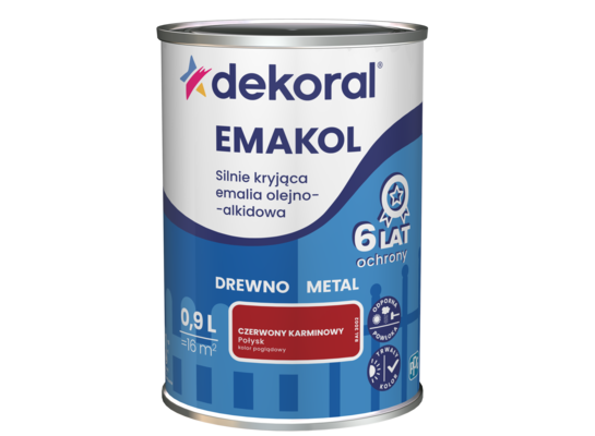 Emalia olejno-alkidowa EMAKOL Czerwony karminowy 0,9 l Dekoral