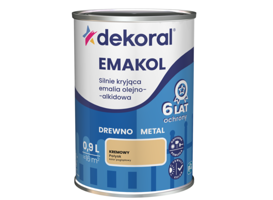 Emalia olejno-alkidowa EMAKOL Kremowy 0,9 l Dekoral
