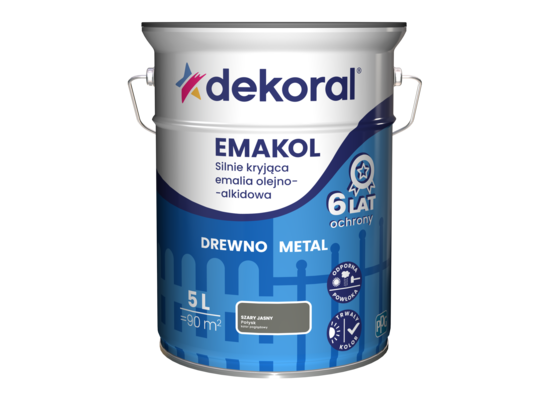Emalia olejno-alkidowa EMAKOL Szary jasny 5 l Dekoral