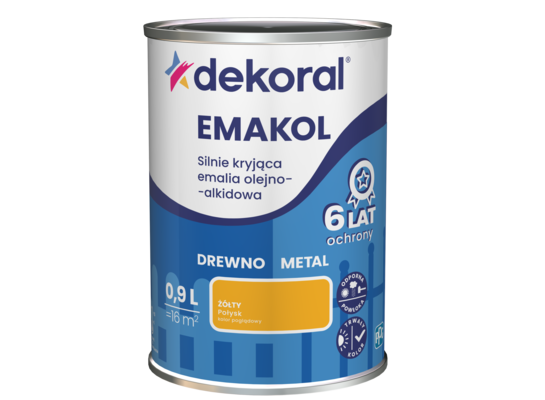 Emalia olejno-alkidowa EMAKOL Żółty 0,9 l Dekoral