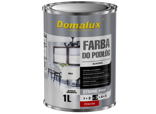 Farba ftalowa do drewna Domalux farba do podłóg połysk, biała 1 l