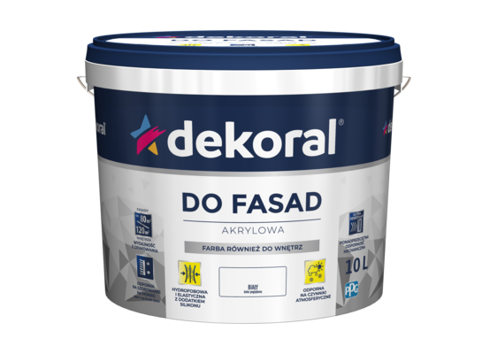 Farba DO FASAD Śnieżnobiały 10 l Dekoral