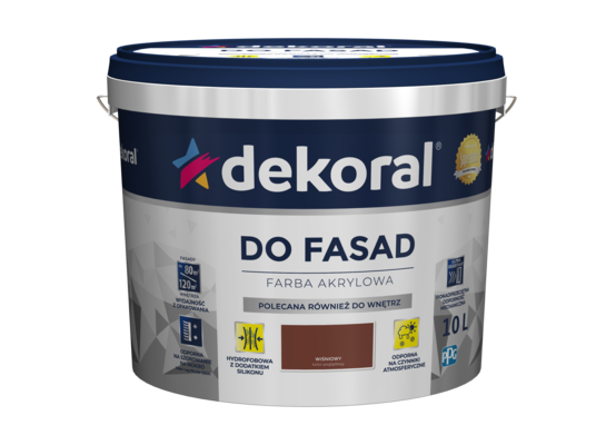 Farba DO FASAD Wiśniowy 10 l Dekoral