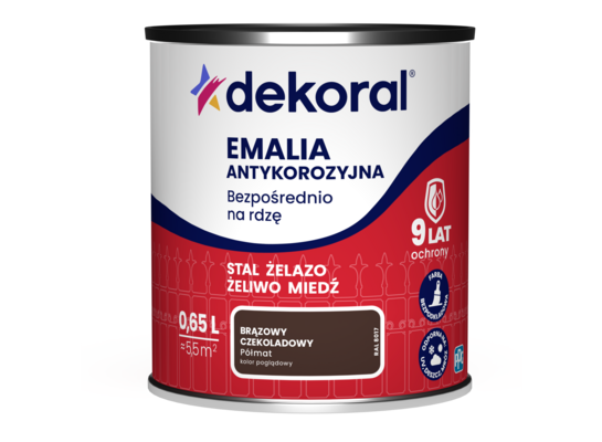 Emalia antykorozyjna Bezpośrednio na rdzę Brąz czekoladowy półmat 0,65 l Dekoral