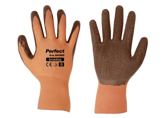 Rękawice ochronne PERFECT GRIP BROWN lateks, rozmiar 10